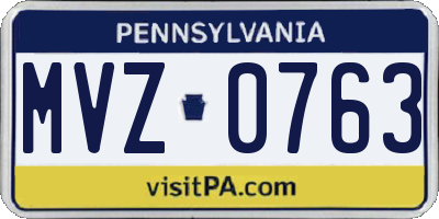 PA license plate MVZ0763