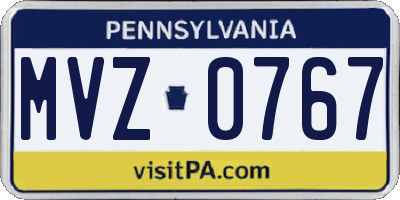 PA license plate MVZ0767