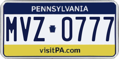 PA license plate MVZ0777