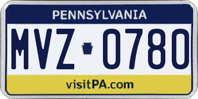 PA license plate MVZ0780