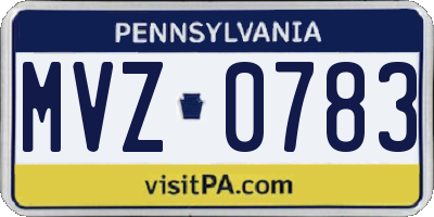 PA license plate MVZ0783