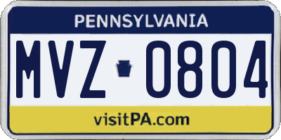 PA license plate MVZ0804