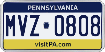 PA license plate MVZ0808