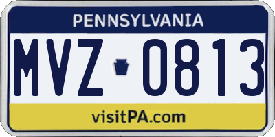 PA license plate MVZ0813