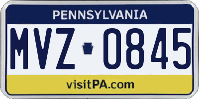 PA license plate MVZ0845