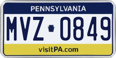 PA license plate MVZ0849