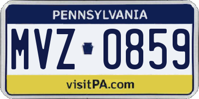 PA license plate MVZ0859