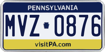 PA license plate MVZ0876