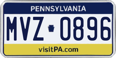 PA license plate MVZ0896
