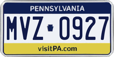 PA license plate MVZ0927