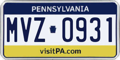 PA license plate MVZ0931