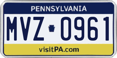PA license plate MVZ0961