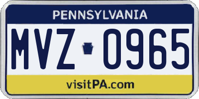 PA license plate MVZ0965