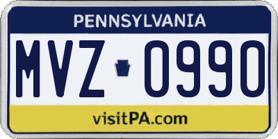 PA license plate MVZ0990