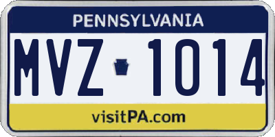 PA license plate MVZ1014