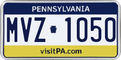 PA license plate MVZ1050