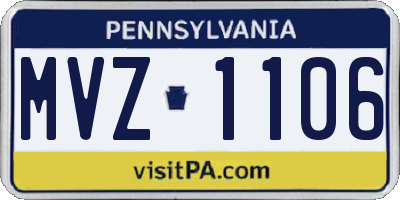 PA license plate MVZ1106