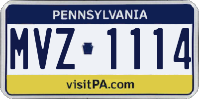 PA license plate MVZ1114