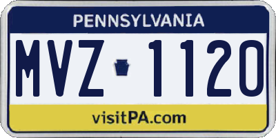 PA license plate MVZ1120