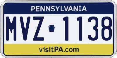 PA license plate MVZ1138