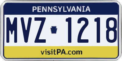 PA license plate MVZ1218