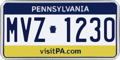 PA license plate MVZ1230