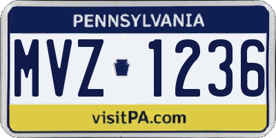 PA license plate MVZ1236