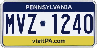 PA license plate MVZ1240