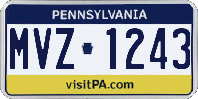 PA license plate MVZ1243