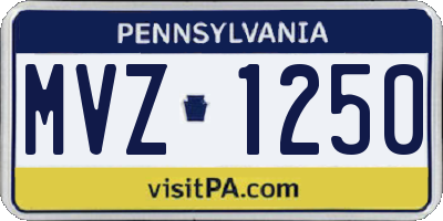 PA license plate MVZ1250