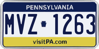 PA license plate MVZ1263