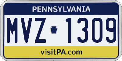 PA license plate MVZ1309