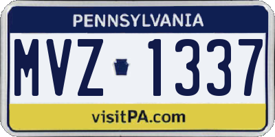 PA license plate MVZ1337