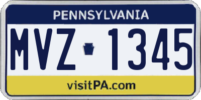 PA license plate MVZ1345