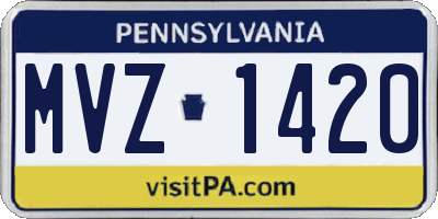 PA license plate MVZ1420