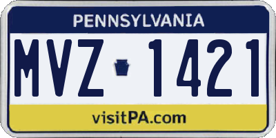 PA license plate MVZ1421
