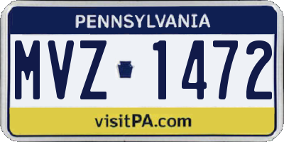 PA license plate MVZ1472