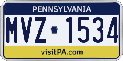 PA license plate MVZ1534