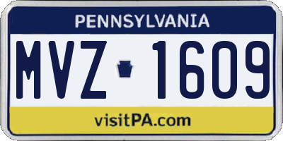 PA license plate MVZ1609