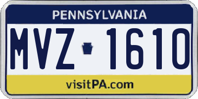 PA license plate MVZ1610
