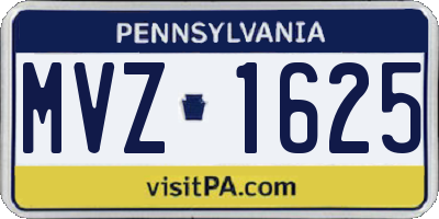 PA license plate MVZ1625