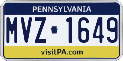 PA license plate MVZ1649