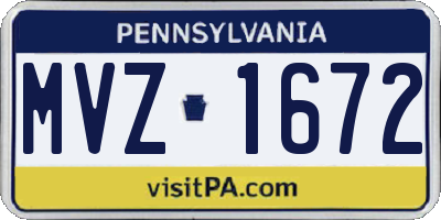 PA license plate MVZ1672