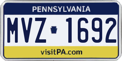 PA license plate MVZ1692