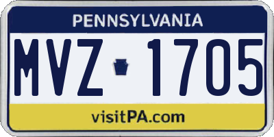 PA license plate MVZ1705