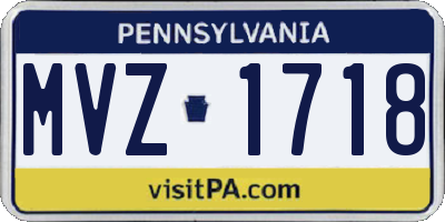 PA license plate MVZ1718