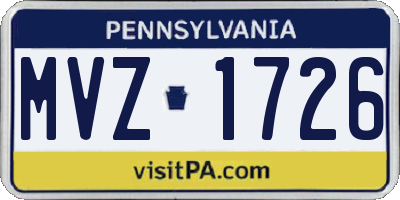 PA license plate MVZ1726