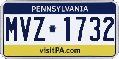 PA license plate MVZ1732