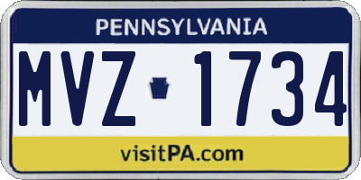 PA license plate MVZ1734