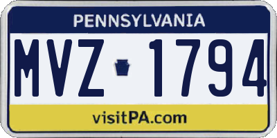 PA license plate MVZ1794